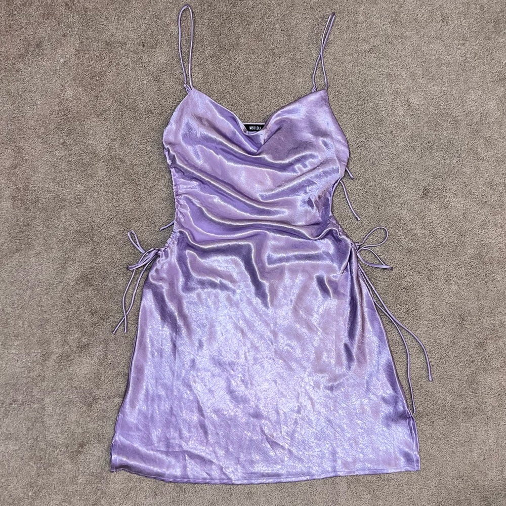 Miss Lola Purple Satin Mini Dress